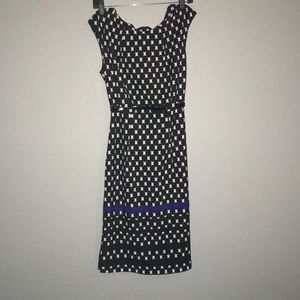 Black and White dress with blue stripe
